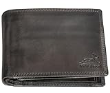 Fa.Volmer ® Leder Geldbörse Herren mit RFID-Schutz I extra-stabile Doppelnaht I 9 Fächer für Kreditkarten I Querformat I VO11 RFID Diverse Farben (03 grau (+RFID))