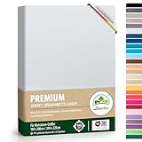 Premium Spannbettlaken, extra schwer und dick, 97% Mako-Jersey-Baumwolle und 3% Elasthan, auch Boxspringbett geeignet, 180 x 200-200 x 220 cm, Weiß