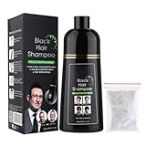 Autmor Black Hair Dye Shampoo 3in1 For Grey Hair, Natural And Long-Lasting HaarfäRbeshampoo Haarfarbe Shampoos, Instant Hair Colour Shampoo For Women And Men (Black 400ML)
