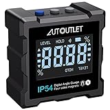 AUTOUTLET Digitaler Neigungsmesser, Digitaler Winkelmesser magnetisch Digital Level Box Inklinometer LCD Winkelmessgerät Wasserdicht, Magnete an 4 Seiten, für Holzarbeiten Automobilwartung