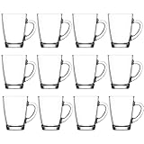 CLEARFEE 12tlg. Teegläser-Set mit Henkel 250 ml aus hochwertigem Glas Ideal für Heißgetränke, Kakao, Latte Macchiato und Cappuccino spülmaschinengeeignet