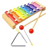 Xylophon Kinder 1 Jahr, 2er-Set Farbiges Holz Glockenspiel mit Schlägeln, xylophon kinder, xylophon baby,Lernspielzeug für Kleinkinder, Geschenk für Geburtstag und Weihnachten