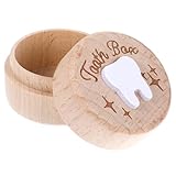 Tucnoeu 1pcs Milchzahndose Jungen aus Holz Zahndose Milchzähne Jungen Zahndose Milchzähne für Kinder als Geschenk zur Geburt oder Taufe