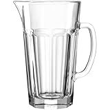 Leonardo Rock Wasser Krug, spülmaschinengeeigneter & handgefertigter Saft Krug aus Glas, Wasser-Karaffe mit Henkel, Höhe 24,2 cm, ∅ 13 cm, 1500 ml, 012996