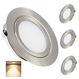 kpslucerna LED Einbaustrahler DC12V Flach,4 Stück, 3 W LED Spots IP65 Decken-Downlight for Küche, Schrank, Vitrine, Schlafzimmer, Wohnmobil, Badezimmer,Deckenspots, Warmweiß (Nickel)