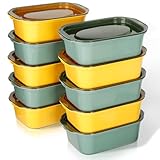 Cozary 10PCS rechteckig Frischhaltedosen, 500ML Vorratsdosen mit Deckel luftdicht, Luftdicht, Stapelbar, Mikrowellen & Spülmaschinengeeignet, für Mealprep & Organisation (5 Gelb+5 Grün)