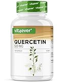 vit4ever Quercetin - 500 mg - 120 Kapseln - 4 Monatsvorrat - Premium: Natürlicher 15:1 Schnurbaum-Blütenextrakt mit 95% Quercetingehalt - Hochdosiert- Vegan