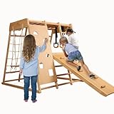 Indoor-Spielplatz für Kleinkinder 8-in-1 – Klettergerüst mit Basketballkorb, Schaukel, Kletterwand & Affenleiter – Indoor-Kletternetz für motorische Entwicklung