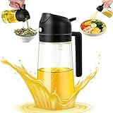 LUTITASD Ölspender für Küche, 2 in 1 Ölspender und Ölsprüher, 470 ml Glasölsprüher zum Kochen, Glasölspender Sprühflasche für Luftfritteuse, Salat, BBQ