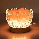 Wanlola Himalaya-SalzLampe, rosa Kristalllampe, Holzsockel, 10 Stufen der Lichtintensität Einstellung, USB-Stecker für Haus, Schlafzimmer