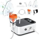 Sentasi Inhaliergerät für Erwachsene mit LED Digitalanzeige Leises Vernebler inhalationsgerät Kompressor Kinder Baby, Elektrische inhalator mit Mundstück Maske (Grau + Weiß)