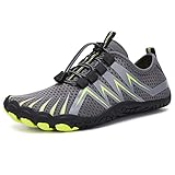 Teechodina Unisex Traillaufschuhe Herren Damen Wanderschuhe Barfußschuhe Laufschuhe Knit Sneaker Fitnessschuhe Fivefinger Zehenschuhe, Grau-A, 42