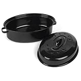 Russell Hobbs CW11491 36cm Glaskörper-Emaille tiefer Bräter/brattopf mit Deckel, spülmaschinenfest ofentopf, ofensicher bis 230 Grad, Fleisch und Gemüse Selbstbräter topf ofenfest
