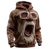 Générique Herren-Kapuzenpullover mit lustigem Smiley-Aufdruck, Weihnachts-Sweatshirt, Oversize, Sweatshirt, weich, originell, Sportjacke, Outdoor, Streetwear, Hip-Hop, Karneval