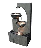 Dehner Gartenbrunnen Lorca, Solarbrunnen frostbeständig, Brunnen für Außen, mit LED Beleuchtung, ca. 81 x 45 x 32 cm, Polyresin, grau