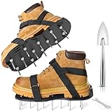 Rasenlüfter Schuhe mit Schaufel, Nagelschuhe Kostenlose Installation, Aerifizierer für Rasen Rasenbelüfter Schuhe mit Einstellbarem Klettverschluss, Rutschfestes, Rasenschuhe zum Rasen Belüften