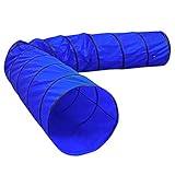 lionto Outdoor Tunnel robust für große & kleine Hunde, 500x60 cm, Faltbarer Spieltunnel für Kinder mit Heringen aus reißfestem Material, standhafter Agility Tunnel mit praktischer Tragetasche, blau