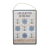 Pavilion – Life Is Better On The Boat – Magnetisches Tic-Tac-Toe Board, nautische Dekoration, Meereslandschaft, Strategiespiele für Erwachsene/Kinder, Spielzimmer-Dekor, Indoor-Party-Spiel, 1 Stück (1