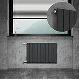 WITEN&NOCK Design Heizkörper Flach Paneelheizkörper Horizontal 550x852 mm, Heizung Badheizkörper für Badezimmer, Flachheizkörper mit Seitlichen Anschlüssen 519 Watt Einlagig(Anthrazit）