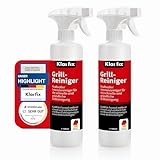 Klarfix Grillreiniger | Spezialreiniger zur Grill-Reinigung nach dem Grillen | Profi-Reiniger für Gas-, Holzkohle- und Elektrogrill | Grillrost Reiniger (2x 500 ml)