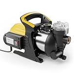 Wiltec Gartenpumpe 1200 W mit Edelstahl-Pumpengehäuse 3800 l/h, Wasserpumpe mit Vorfilter, Bewässerungspumpe mit Tragegriff für Gartenteich, Regenfass, Brunnen und Zisterne