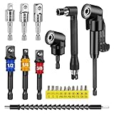 HOMIKLSA 20 Stück 105°Winkelschrauber aufsatz Set, Winkelaufsatz mit Verlängerung, Winkelaufsatz für Akkuschrauber, Biegsame Welle Bohrmaschine für Elektrische Winkelbohrer