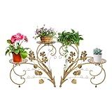 ureggvbu 2 Stücke Blumenständer Pflanzenständer Eisen Blumentopf Halter Indoor Outdoor Blumenregal 45 * 20 * 41cm Für Patio,Garten Blumenbank Gold (Bronze)