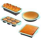 4 StüCk Silikon Backformen Kastenform Antihaft-Laibform Zum Backen ZubehöR Set Brot Backen Form FüR Hausgemachte Brote Kuchen Brownies Burger Buns Muffins