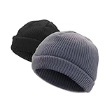 OYIWINMI 2 Stück Wintermütze,Strick Mützen für Herren Docker Cap,Cap ohne Schirm,Warme Skully Mütze,Weich, Elastisch und Atmungsaktiv