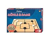 Noris Deluxe Mühle – klassisches Strategiespiel aus Holz für Kinder und Erwachsene –wertiges Brettspiel mit Holzsteinen – Denkspiel ab 6 Jahren – Familienspiel Geschenkidee für Spielefans
