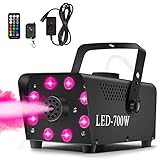 Katomi 700W Nebelmaschine RGB Effekt,13 Farbigen 8 LED Licht Smoke Machine,Mini Fog Rauchmaschine mit 2 kabelgebundenen und Funkfernbedienungen für DJ Disco Party,Halloween,Hochzeiten Weihnachten