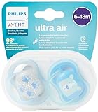 Philips Avent Schnuller Ultra Air SCF085/03 Leichter Schild, entwickelt, um Luftstrom mit großen Löchern zu bieten, die die Haut Ihres Babys trocken halten