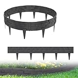XMTECH 5m Rasenkante Anthrazit Beeteinfassung Gartenpalisade in Stein-Optik, Beetumrandung Mähkante Randsteine aus Kunststoff mit 5 Elemente á 100 cm