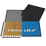 ALPIDEX 8er Set Bodenschutz Matte 1cm Dicke 60x60 cm Trainingsmatten 2,88 m² Unterlegmatte Pool Fitness Puzzle Heimtraining Boden Training Platten Gymmatte Turnmatte Fitnessraum, Farbe:Black