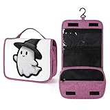 Kulturbeutel für Damen, niedlicher Halloween-Geist, großer Hexenhut, Reise-Kulturbeutel für Damen, Make-up-Organizer mit Haken für Shampoo