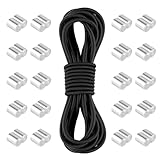 Gummiseil 8mm 10m Expanderseil Gummischnur mit 20 Würgeklemmen Planenseil Spannseil Elastisches Schwarz DIY Planenspanner für Anhängerplane,Camping,Planen Zelte