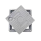GFK Schachtabdeckung und Rahmen, Fiberglas, quadratischer Deckel für Klärgrube, Zugangskontrollabdeckung, rutschfest, Schachtdeckel für Fussgängezonen und Garten(40 * 40cm/15.7 * 15.7in)