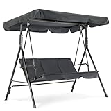 M MCombo 3-Sitzer Hollywoodschaukel, Gartenschaukel mit Verstellbarem Sonnendach, Schaukelbank Outdoor, Gartenliege Wetterfest, 114 x 170 x 155 cm, Grau 8003