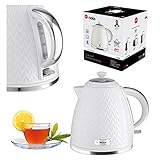 eldom C265B Wasserkocher | 1,7 Liter | Teekocher 2000W Leistung | Klassisches Retro Design Teekessel | Wasserstandsanzeige | OTTER Komponenten | Weiß
