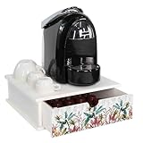 Lupia - Contenitore Cassetto Porta Capsule e Cialde caffè Cassetto ORGANIZER White BANANA LEAVES GREY 33x33 cm in legno per casa, cucina, angolo bar ufficio, multiuso