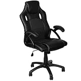 Panorama24 Gamer Stuhl Gaming Schreibtischstuhl Chefsessel Bürostuhl Ergonomisch, Schwarz, 9 Farbvarianten, gepolsterte Armlehnen, Wippmechanik, belastbar bis 150 kg, Lift TÜV geprüft