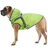Mosucoirl Hunde Regenmantel Wasserdichter Hunde Kapuzenpullover Reflektierender Hunde Regenmantel mit Kapuze Verstellbare Regenjacke für kleine Mittelgroße und große Hunde und Welpen (Grün, M)