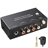 EKLEVOR Phono Vorverstärker M/M mit Netzschalter, Vorverstärker für Plattenspieler RCA Input & Output, Phono Preamp Plattenspieler-Vorverstärker, Vorverstärker Phono mit Pegel, mit DC 12V Netzteil