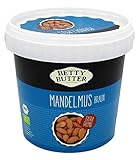 Bio Premium Mandelmus braun, geröstet, 1 kg Eimer, natürliches Nussmus ohne Zucker, Mandelmus ohne Zucker, Mandelpüree, Mandelbutter, ohne Zusatzstoffe, kein Palmöl