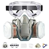 ZXICH Atemschutzmaske, Gasmaske mit Filter and Brille für Lackieren, Staub, Epoxidharz, Maschinenpolieren, Schweißen, Industriemalerei