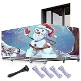 Flei Balkon-Sichtschutz Weihnachtsdekorationen, Weihnachten Mauerblumen-Motiv, mit Festliche Designs, windschützende Sichtschutzplane, hoher UV- und Witterungsbeständigkeit, 0.9x5M