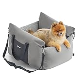 Lesure Hundesitz Auto kleine Hunde - wasserdichter und waschbarer Hunde Autositz mit Aufbewahrungstaschen, ansteckbarer Sicherheitsleine und verdickter Memory-Schaum-Füllung, 58x56x33cm, grau