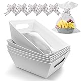 WYYFXY® 5 Stück Präsentkorb Leer Geschenkkorb Papp mit Cellophantüten und Zugschleifen, Korb Geschenk Umweltfreundlich Karton Korb für Geschenke, Feiertage, Geburtstage