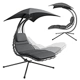 STEELSØN Schwebeliege Nyria, Hängeliege mit Gestell, Hängesessel inkl. Polsterauflage für Garten, Terrasse und Balkon, Schaukelliege, Schwingliege mit Sonnendach