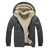 Sunnyuk Sweatshirt Herren Schwarz, Kapuzenjacke Herren Fleece mit Reißverschluss Warm Fleecejacke Winterjacke Dicker Teddy Sweatjacke Sweatshirt Casual Oversized Hoodie Kapuzenpullover Jacke